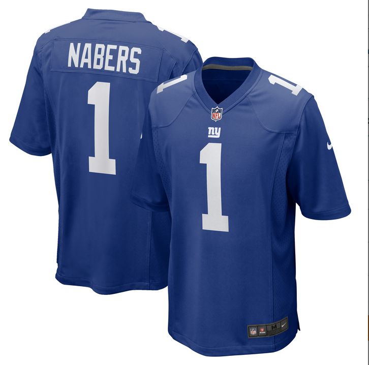Men New York Giants #1 Malik Nabers 2024 blue Draft First Round Pick Player Game Jersey->new york giants->NFL Jersey